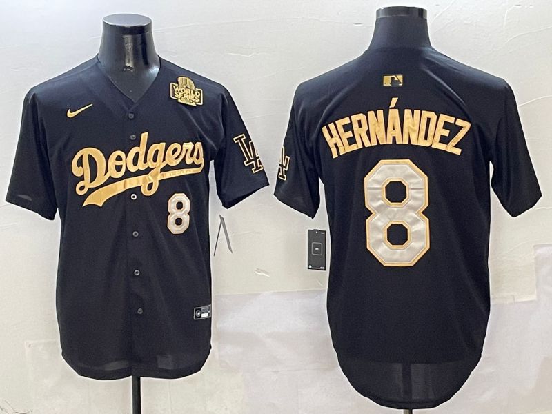 Men Los Angeles Dodgers #8 Hernandez Black Gold Game Nike 2025 MLB Jersey style 9